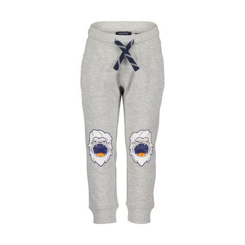 Sweathose BLUE SEVEN, Jungen, Gr. 116, N-Gr, grau (nebel), Sweatware, Obermaterial: 95% Baumwolle, 5% Viskose, meliert, unifarben, regular fit knöchellang, Hosen, mit hochwertigem, coolem Monster-Detail am Knie