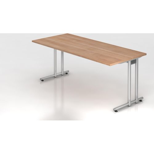 Schreibtisch N-Serie | C-Fuß | inkl. Kabelwanne, Größe Tischplatte:180 x 80 cm, Farbe Tischplatte:Nussbaum