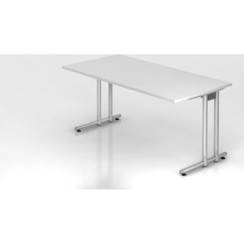 Schreibtisch N-Serie | C-Fuß | inkl. Kabelwanne, Größe Tischplatte:160 x 80 cm, Farbe Tischplatte:Weiß
