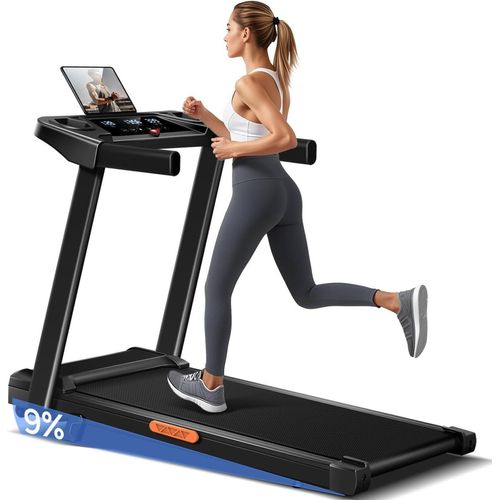 Laufband für Zuhause mit Steigung 9%, Laufbänder 12 KM/H, Treadmill mit 3,0-PS-Motor und 12 voreingestellte Programme, Max Belastung 136KG