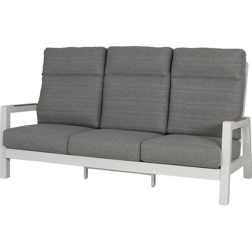 Sitzgarnitur Houston 3-Sitzer aus Aluminium - Aluminiumfarbe: weiß, Stofffarbe: dunkelgrau