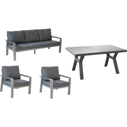 Gartenmöbelset Lissabon 4-teilig - Farbe: graualuminium