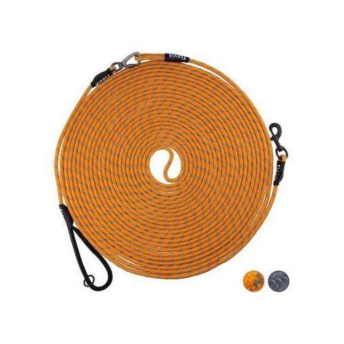 Floxik Schleppleine für Hunde - Tauleine mit Abnehmbarer Handschlaufe orange XL