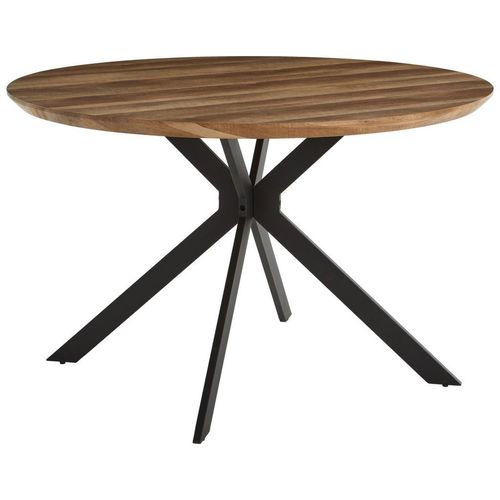 Mid.you Esstisch , Schwarz, Eiche , Metall, Holzwerkstoff , rund , Flachrohr , 120x76x120 cm , Esszimmer, Tische, Esstische, Esstische rund