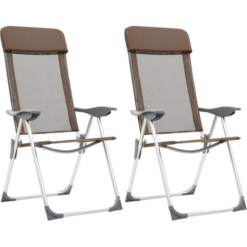 Prolenta Premium - Klappbare Campingstühle 2 Stk. Aluminium Braun