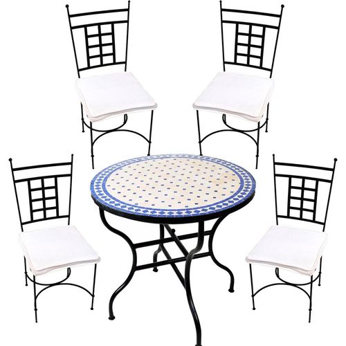 5er Gartenset mediterran Marrakesch Natur Blau 80cm Athen