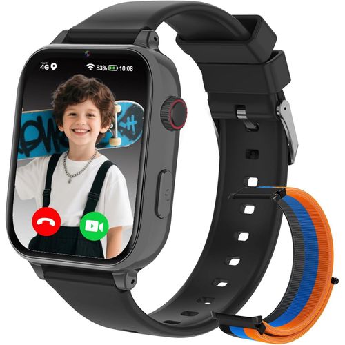 4G Kinder Smartwatch mit GPS, Videoanruf, SOS, Spiele, Schrittzähler, Lernfunktionen und sicherer Kommunikation