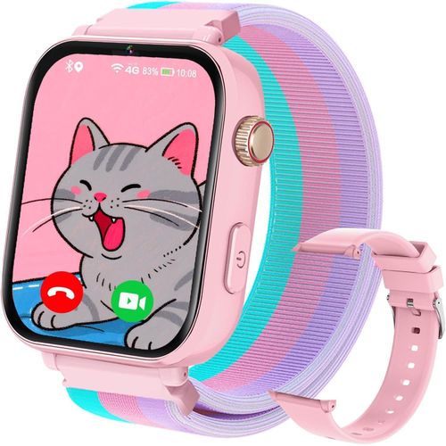 4G Kinder Smartwatch mit GPS, Videoanruf, SOS, Spiele, Schrittzähler, Lernfunktionen und sicherer Kommunikation