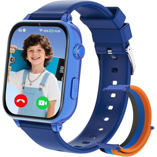4G Kinder Smartwatch mit GPS, Videoanruf, SOS, Spiele, Schrittzähler, Lernfunktionen und sicherer Kommunikation