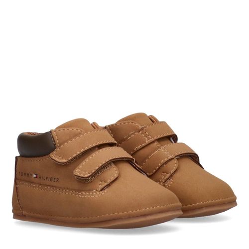 Krabbelschuh TOMMY HILFIGER, Kinder, Gr. 17, ockerfarben, Synthetik, Schuhe, Babyschuh, Klettschuh mit Logoverzierung