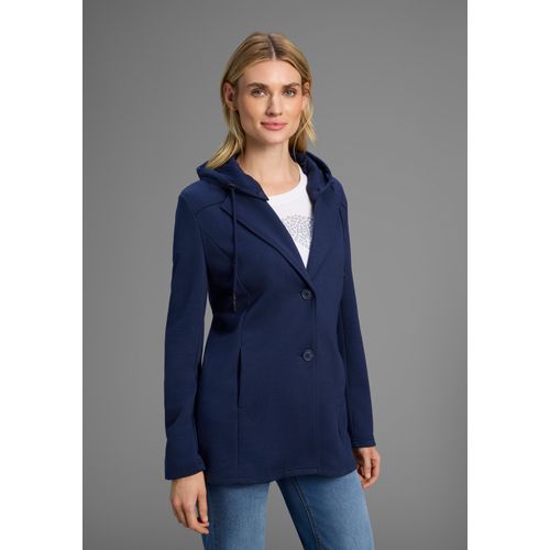 Sweatblazer KANGAROOS, Damen, Gr. 50, marine, Obermaterial: 65% Polyester, 35% Baumwolle. Kapuzenfutter: 100% Baumwolle, Casual, figurumspielend, Blazer, mit abknöpfbarer Kapuze