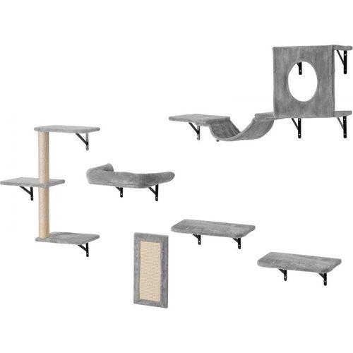 Kletterwand für Katzen - Wandliege Katzenbett - Katzenregal 6er-Set - Katzenmöbel für mehr Spielspaß