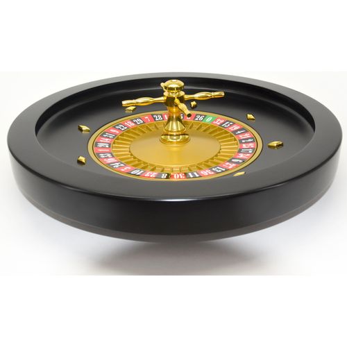 HOT Games Roulette Spiel 36 cm schwarz MDF Holz mit Metallschüssel