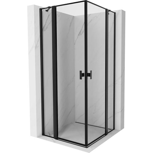 Mexen Mist Duo Duschkabine 75 x 75 cm, schwarze Umrandung, schwarz - 8A4-075L-075P-70-70