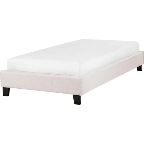 BELIANI Polsterbett Hellbeige Stoffbezug mit Lattenrost 90x200 cm ohne Kopf- und Fußteil Modern Skandi Schlafzimmer Ausstattung Einzelbett Bettrahmen