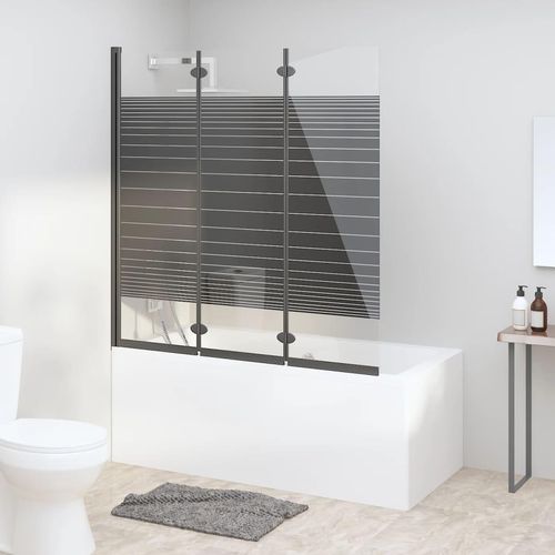 Möbel Badewannenfaltwand 3-teilig 130x130 cm ESG Schwarz - Duschabtrennungen 151864