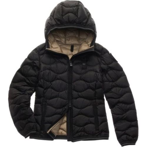 Blauer Damen Daunenjacke, gesteppt, mit Entendaunenfüllung und Kapuze