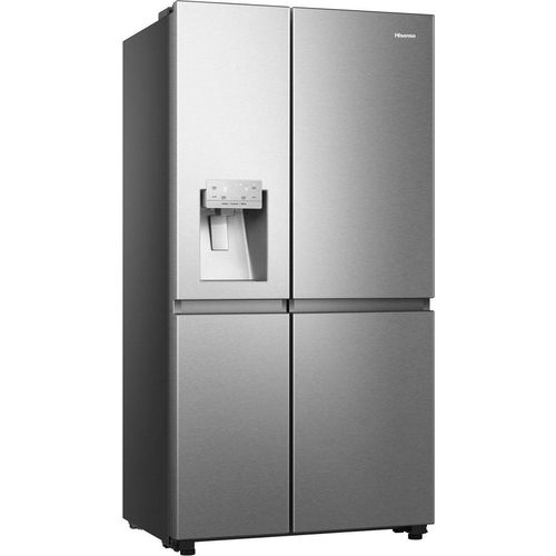 Hisense RS818N4TIE Side-by-Side, 632 Liter, No-Frost, Eis- und Wasserspender, Smarthome, silber Inox-Optik