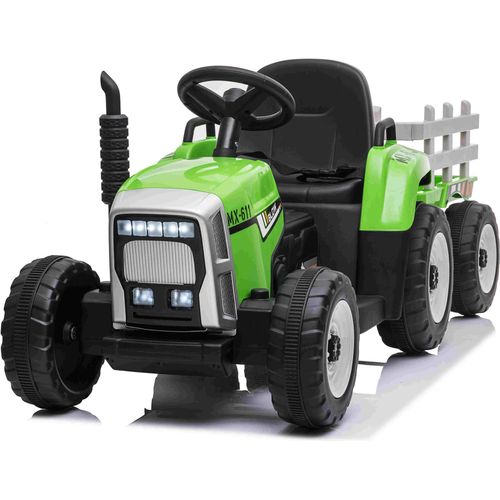 Traktor mit Anhänger Kindertraktor Kinderelektroauto Elektromotorrad Elektro Fernbedienung 12V Grün