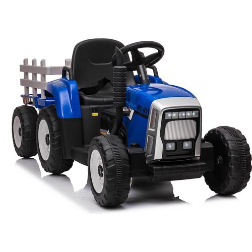 Traktor mit Anhänger Kindertraktor Kinderelektroauto Elektromotorrad Elektro 12V Blau