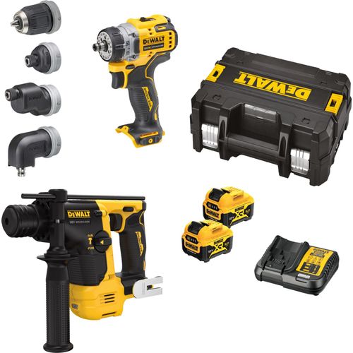 DeWALT Akku-Kombopack DCK2101P2T-QW 12V 5Ah, Akkuschrauber DCD703-QW + Akku-Bohrhammer DCH072-QW + Akku und Ladegerät
