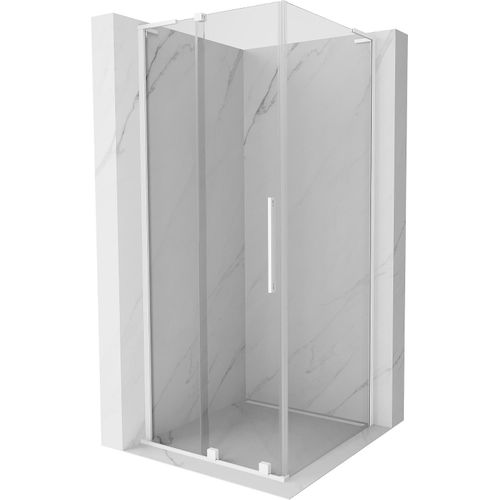 Mexen Velar L Duschkabine Schiebetür 100 x 100 cm, transparent, weiß - 871-100-100-03-20