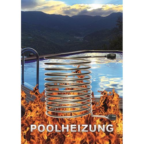 Firetwister® BASIC Poolheizung mit Feuer,Ø 32/38mm, Spule Holz Spirale Edelstahl Ø16 mm Rohrdurchmesser