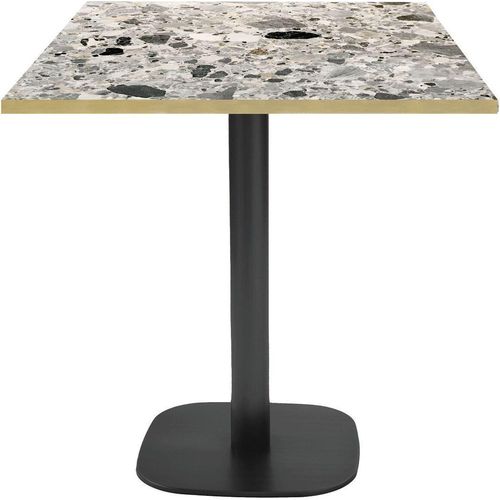 Tisch 70 x 70 cm – rundes Cepp-Terrazzo-Modell mit Messingkanten