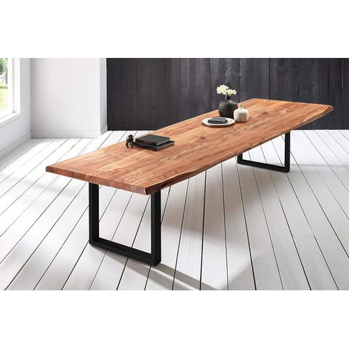 Refurbished Möbelretoure Baumkantentisch Esstisch Akazie Natur 300 x 110 cm schwarz Valin