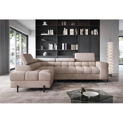 Ecksofa FERUCCE Stoff Paros 02 Beige Schlaffunktion Bettkasten