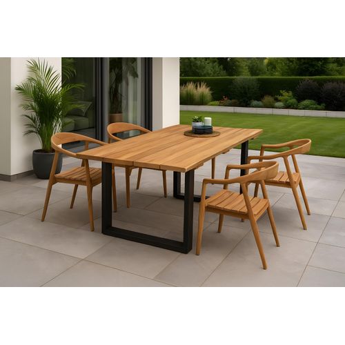 Gartenmöbel Set 5tlg Gartenstühle & Teak Gartentisch 180x90 cm BOGOTA/SALLY