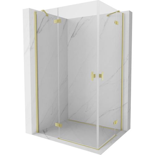 Mexen Mist H Duo Duschkabine zum Ausklappen 100 x 115 cm, transparent, gold gebürstet - 8A5-100L-115P-55-00