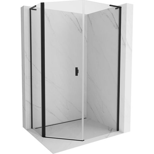 Mexen Mist L Pentaduschkabine asymmetrisch schwenkbar 80 x 90 cm, transparent, schwarz - 8A8L-080-090-70-00