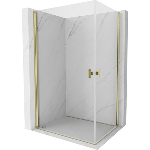 Mexen Mist-B Duo Duschkabine aus klarem Glas, 100 x 75 cm, Gold - 8A2-100-075-50-00