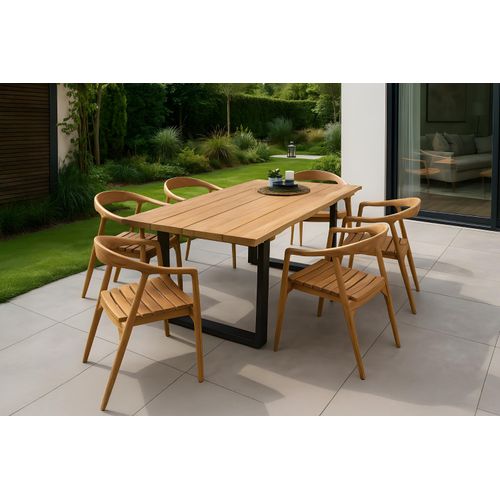 Gartenmöbel Set 7tlg Gartenstühle & Teak Gartentisch 220x100 cm BOGOTA/SALLY