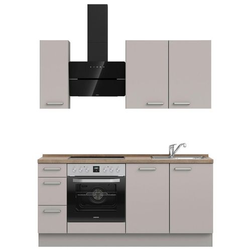 Nobilia Küchenleerblock Touch, Grau, Eiche dunkel, Metall, 3 Schublade(n) Schubladen, nur wie online abgebildet bestellbar, 180 cm, Blauer Engel, Pefc, Goldenes M, Made in Germany, DGM-Klimapakt, seitenverkehrt erhältlich, vormontierter Korpus, Küchen, Küchenzeilen & Küchenblöcke, Küchenzeilen ohne Geräte