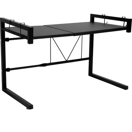 Schwarzes Teleskop-Mikrowellenregal Küche Lagerung Regal Multifunktionale Stand für Haus