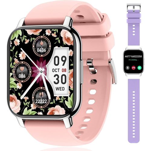 JUNG POPGlory Smartwatch Damen & Herren Fitnessuhr, mit Bluetooth Smartwatch (4,69 cm/1,85 Zoll) mit Telefon Funktion, 100+ Trainingsmodi