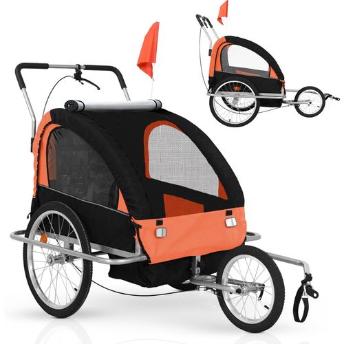 Jago® Kinderanhänger für 2 Kinder Fahrradanhänger Jogger mit Kupplung Bremse