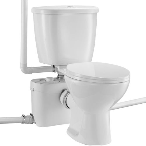 VEVOR Zerkleinerer Toilettensystem mit leistungsstarker 700 W Zerkleinererpumpe, Toilette mit Heckauslass und Aufspülung
