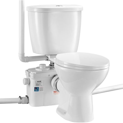 VEVOR Toilettensystem mit leistungsstarker 800-W-Zerkleinererpumpe, Toilette mit Heckauslass und Auftriebsspülung