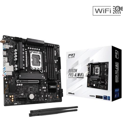 ASRock B860M Pro-A WiFi - Motherboard - micro ATX - LGA1851-Sockel - B860 Chipsatz - USB-C 3.2 Gen 2x2, USB-C 3.2 Gen 1, USB 3.2 Gen 1 - 2.5 Gigabit LAN - Onboard-Grafik (CPU erforderlich)
