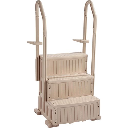 SucceBuy 3-stufige Taupe-Poolleiter mit 2 Handläufen, trägt 181 kg für 91,4–122,9 cm große Pools