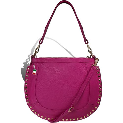 Florence Damen Schulter-Satteltasche mit Nieten Echtleder pink D2OTM105P
