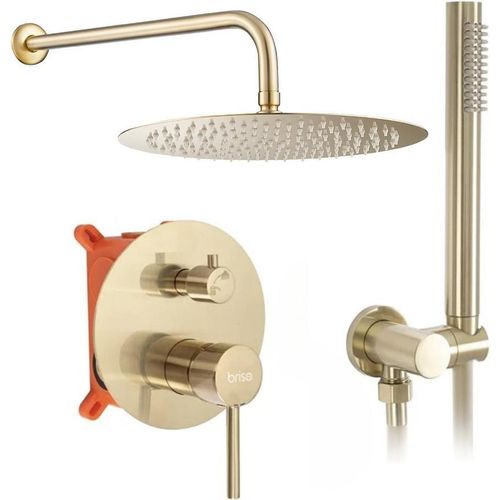 Badewannen-Brausebatterie, Wandmontage, Unterputz, Dusche, Regendusche, Gold