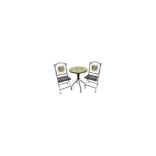 Mosaik Eisen Set 3tlg. Gartenset Bistro Set Sitzgruppe Gartenmöbel klappbar