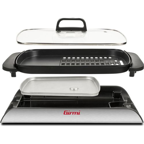 Girmi BQ91 Elektrogrill 2000W mit Glasabdeckung und glatter/gerippter Platte