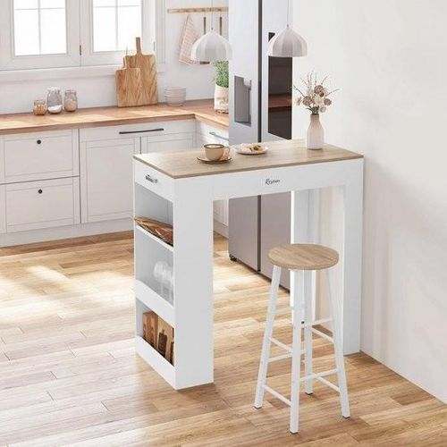 Kücheninsel - Kücheninsel - Mobile Kochinsel - Küchenblock mit Arbeitsplatte - Kücheninsel/Stehtisch - Tisch - 100x100x50 cm - Weiß/Braun