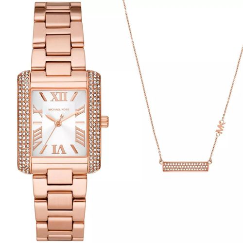 Michael Kors Emery Uhr + Halskette Geschenkset rosegold Collier 329,-