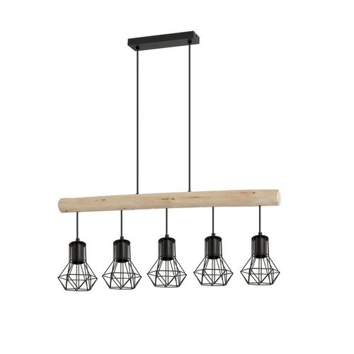 Novel Hängeleuchte , Natur, Schwarz , Holz, Metall , Eukalyptusholz , Hartholz , 13.6x140x104 cm , Lampen & Leuchten, Innenbeleuchtung, Hängelampen,